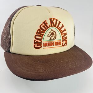 VINTAGE George Killian’s Irish Red Beer Trucker Hat Cap Mesh Snapback Brown